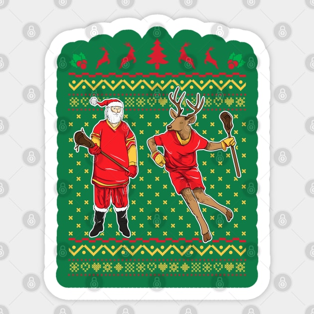 Lacrosse LaX Santa Reindeer Ugly Christmas Sticker by E